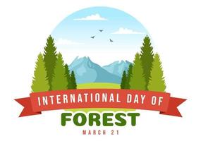 World forestry day on March 21st Illustration to Educate, Love and Protect the Forest in Flat Cartoon Hand Drawn Landing Page Templates vector