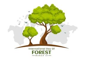 World forestry day on March 21st Illustration to Educate, Love and Protect the Forest in Flat Cartoon Hand Drawn Landing Page Templates vector