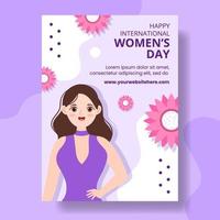 International Women Day Vertical Poster Flat Cartoon Hand Drawn Templates Illustration vector