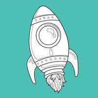 Astronaut Rocket Outer Space Digital Stamp vector