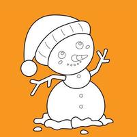 Christmas Snowman Winter Digital Stamp vector