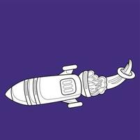 Astronaut Rocket Outer Space Digital Stamp vector