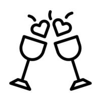 vector de ilustración de estilo de contorno de icono de San Valentín de vino e icono de logotipo perfecto.