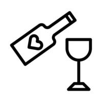 vector de ilustración de estilo de contorno de icono de San Valentín de vino e icono de logotipo perfecto.