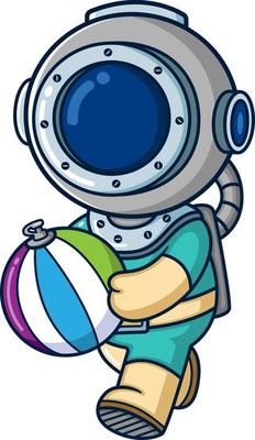 The diver playing a big ball