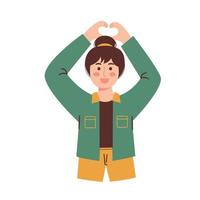 Woman with heart finger vector