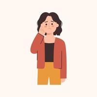 Confused Woman Thinking about something vector