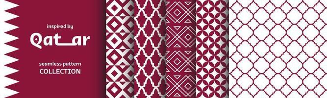 Qatar Seamless Patterns Collection   inspired by arabic Culture and Art. Set of vector graphics with backgrounds and textures. Ethnic visuals inspired by Arabian country.