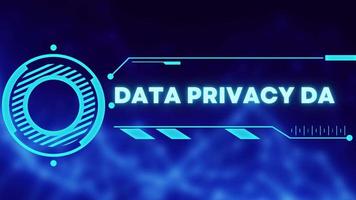 Data privacy day title text. Digital background animation. video