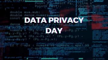 Data privacy day title text. Digital background animation. video