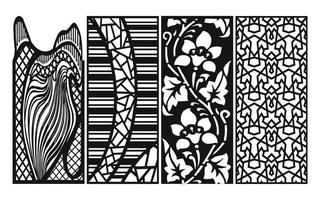 Black patterns with white background, Islamic vectors with floral panels for CNC laser cutting