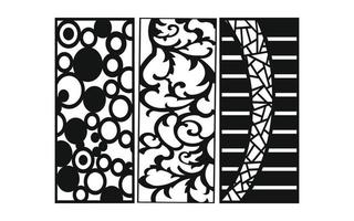 Black patterns with white background, Islamic vectors with floral panels for CNC laser cutting