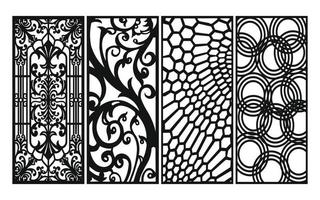 Black patterns with white background, Islamic vectors with floral panels for CNC laser cutting