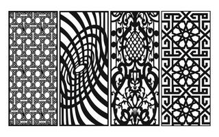 Black patterns with white background, Islamic vectors with floral panels for CNC laser cutting