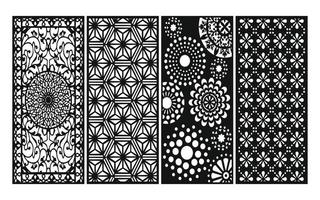 Black patterns with white background, Islamic vectors with floral panels for CNC laser cutting