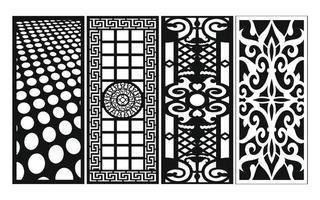 Black patterns with white background, Islamic vectors with floral panels for CNC laser cutting