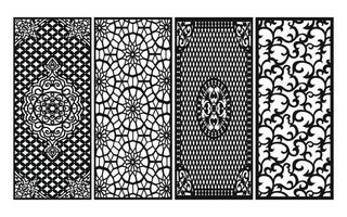 Black patterns with white background, Islamic vectors with floral panels for CNC laser cutting