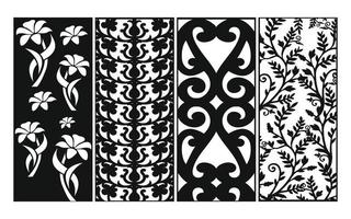 Black patterns with white background, Islamic vectors with floral panels for CNC laser cutting