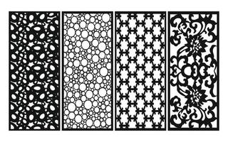 Black patterns with white background, Islamic vectors with floral panels for CNC laser cutting