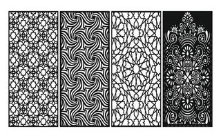 Black patterns with white background, Islamic vectors with floral panels for CNC laser cutting