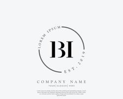 Initial BI Feminine logo beauty monogram and elegant logo design, handwriting logo of initial signature, wedding, fashion, floral and botanical with creative template vector