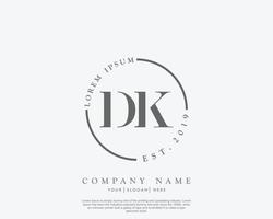 Initial DK Feminine logo beauty monogram and elegant logo design, handwriting logo of initial signature, wedding, fashion, floral and botanical with creative template vector