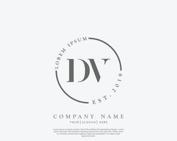 Initial DV Feminine logo beauty monogram and elegant logo design, handwriting logo of initial signature, wedding, fashion, floral and botanical with creative template vector