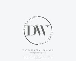 Initial DW Feminine logo beauty monogram and elegant logo design, handwriting logo of initial signature, wedding, fashion, floral and botanical with creative template vector