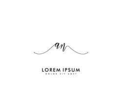 Initial letter AN Feminine logo beauty monogram and elegant logo design, handwriting logo of initial signature, wedding, fashion, floral and botanical with creative template vector