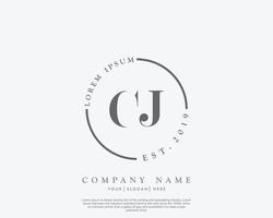 Initial CJ Feminine logo beauty monogram and elegant logo design, handwriting logo of initial signature, wedding, fashion, floral and botanical with creative template vector