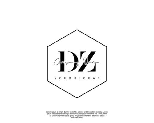 Initial DZ Feminine logo beauty monogram and elegant logo design, handwriting logo of initial signature, wedding, fashion, floral and botanical with creative template