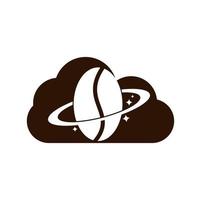 Coffee planet cloud shape concept logo vector design.