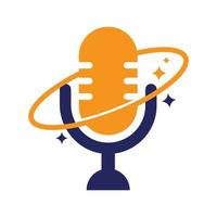Podcast planet vector logo design. Creative space podcast logo design.