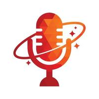 diseño del logotipo vectorial del planeta podcast. diseño de logotipo de podcast de espacio creativo. vector