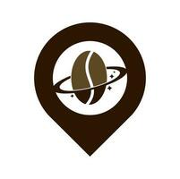 café planeta gps forma concepto logo vector diseño.