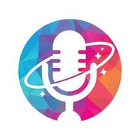 Podcast planet vector logo design. Creative space podcast logo design.