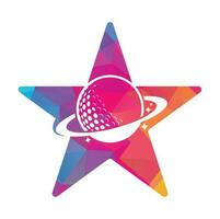 Planet golf and star shape vector logo design. Golf ball and planet vector logo design template.