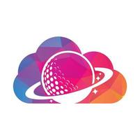 Planet golf and cloud shape vector logo design. Golf ball and planet vector logo design template.