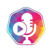diseño de plantilla de logotipo de podcast de reproducción de video. canal de podcast o diseño de logotipo de radio. vector