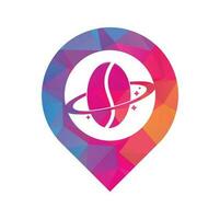 Coffee planet gps shape concept logo vector design.