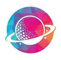 diseño del logotipo del vector de golf del planeta. plantilla de diseño de logotipo de vector de pelota de golf y planeta.