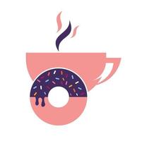 donut y vector de logotipo de café. diseño del logotipo de la tienda de donas.