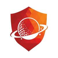 diseño del logotipo del vector de golf del planeta. plantilla de diseño de logotipo de vector de pelota de golf y planeta.