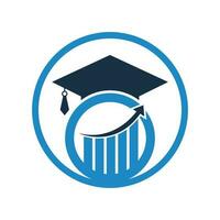 Graduate Cap with Finance Bar Chart Logo Vector. Education logo design and investment logo. vector