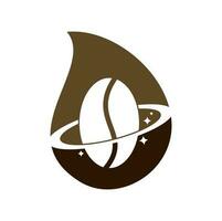 Coffee planet drop shape concept logo vector design.