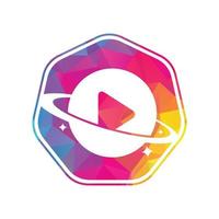 Music planet logo design concept. Music play icon symbol design. vector