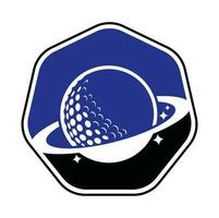Planet golf vector logo design. Golf ball and planet vector logo design template.