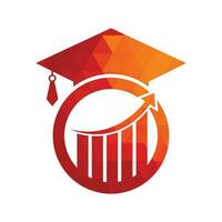 Graduate Cap with Finance Bar Chart Logo Vector. Education logo design and investment logo. vector