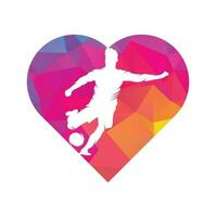 Soccer and Football Player logo design. Dribbling ball logo vector icon design.