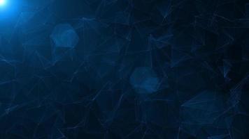 blauer raum abstrakter molekularer punkt geometrische struktur raum hintergrund, moderne dreieckförmige technologie partikelanalyse themenorientierte illustrationsanimation video